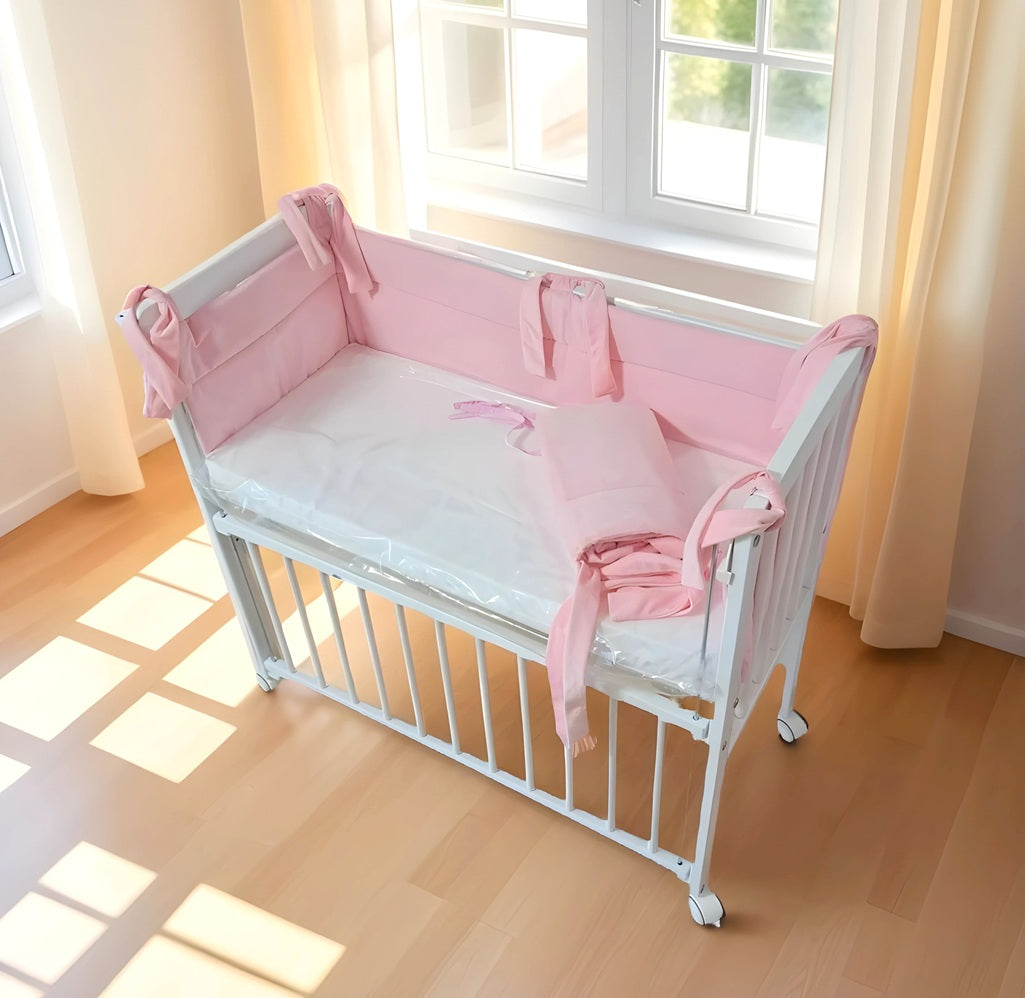 Beistellbett Set Baby – Matratze & Nestchen in Rosa, Velvet - babyhafen.de 