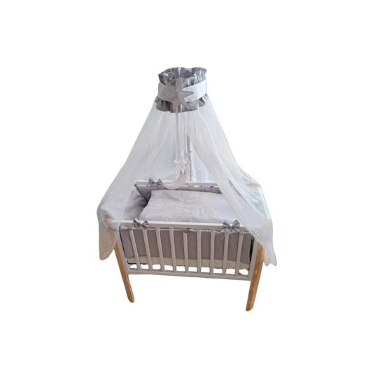 Beistellbett Stubenbett BABY HERZEN Schleifen Grau