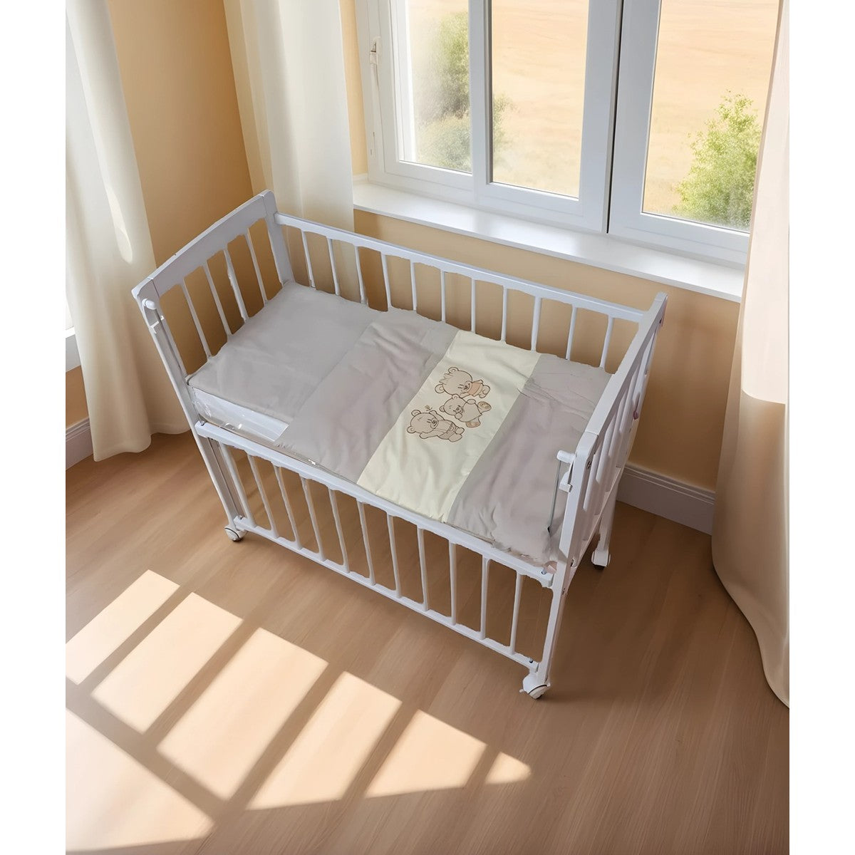 Beistellbett Weiß 40x90 inkl. Matratze & Bettwäsche Set – Viele Farben - babyhafen.de 