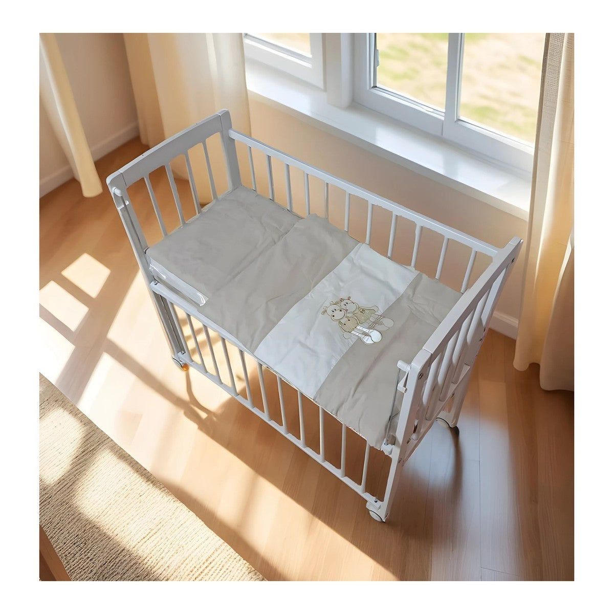 Beistellbett Weiß 40x90 inkl. Matratze & Bettwäsche Set – Viele Farben - babyhafen.de 