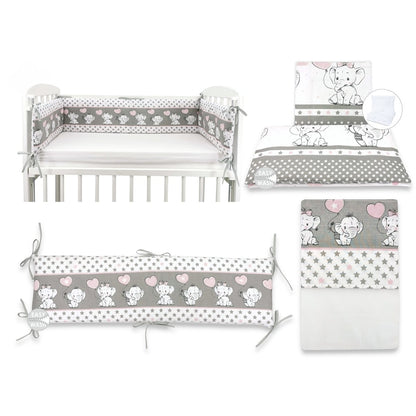 Beistellbett für Neugeborene mit Elefanten Bettwäsche Set und Schaummatratze