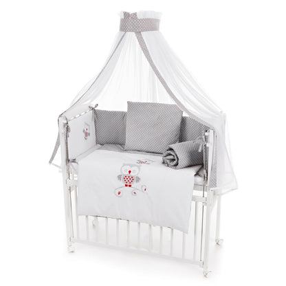 Beistellbett mit Matratze & Nestchen – Eulenmotiv Grau - babyhafen.de 