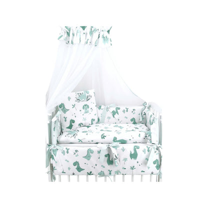 Beistellbett Baby komplett – Dino in Grün, 6-tlg. Set mit Matratze