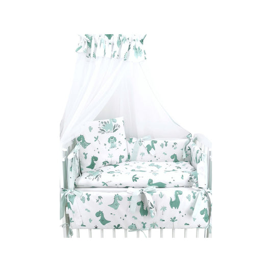 Beistellbett Baby komplett – Dino in Grün, 6-tlg. Set mit Matratze