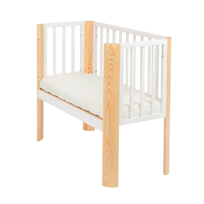 Babyhafen Beistellbett 2in1, weiß-natur, Aloe Vera Matratze - babyhafen.de 