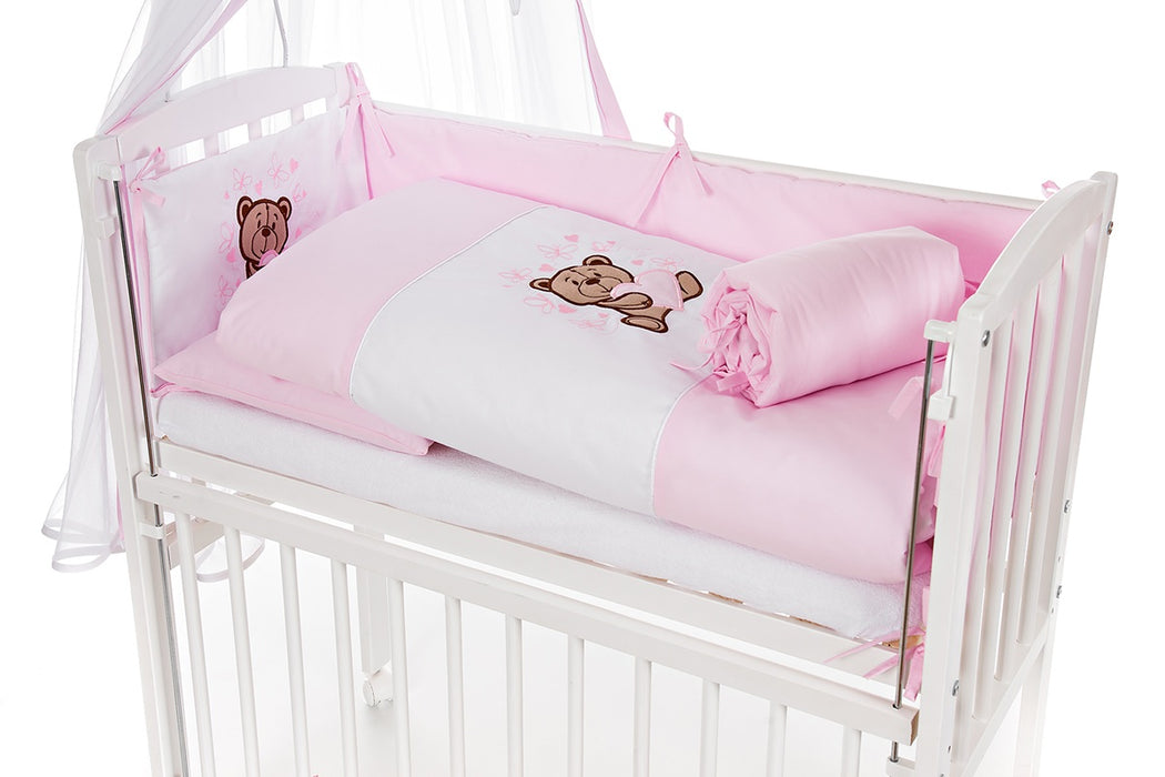 Beistellbett, weiß Boxspring inkl. textiler Ausstattung Teddy rosa - babyhafen.de 