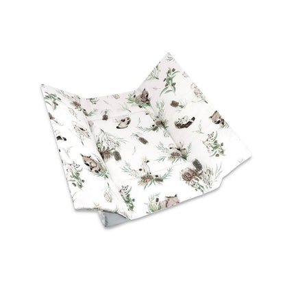 Wickelauflage 75x75 cm mit australischen Tieren in Weiß – weiche Baumwolle für Babys