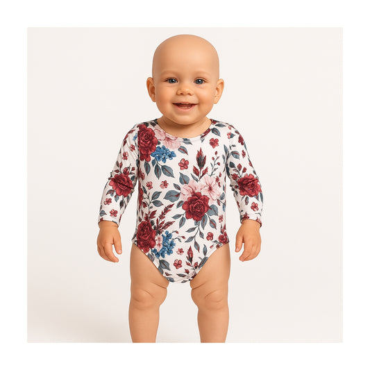 Floraler Body KATE – Babyhafen Langarmbody für kleine Mädchen