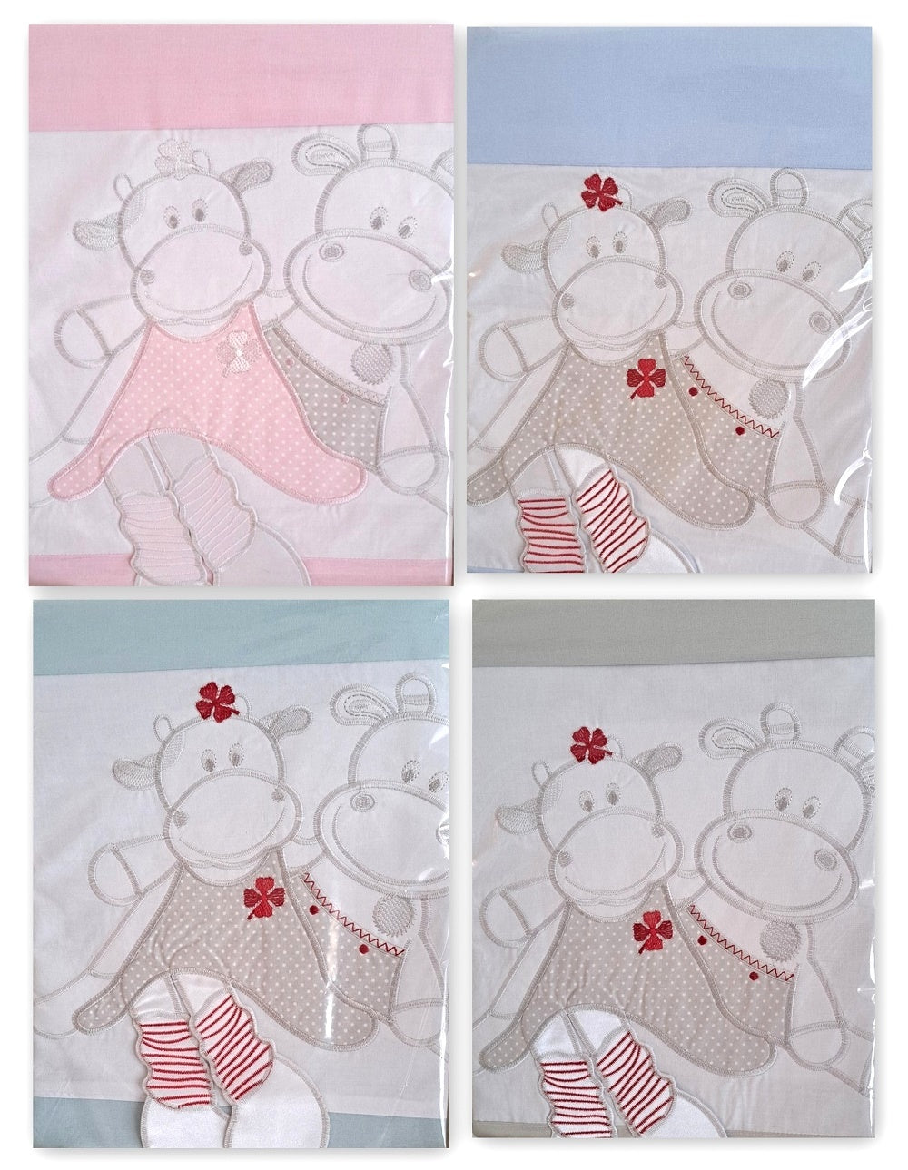 2-tlg. Bettbezüge 120×90, mit Stickerei Happy Giraffes - babyhafen.de 