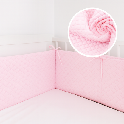 Bettnestchen 180 × 30 cm aus gesteppter Samtoptik in Rosa_Bettumrandung