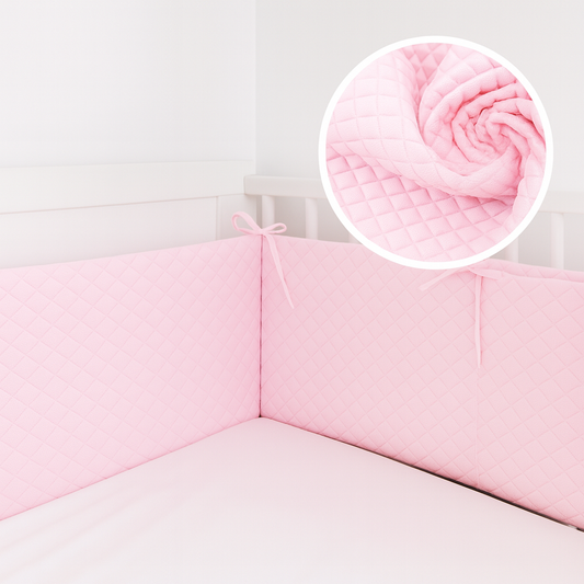 Bettnestchen 180 × 30 cm aus gesteppter Samtoptik in Rosa_Bettumrandung