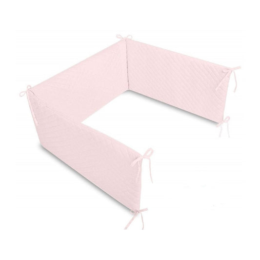 Bettnestchen 180x30 cm gesteppter Samt in Rosa für Babybett