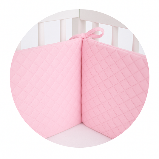 Bettnestchen 180 × 30 cm aus gesteppter Samtoptik in Rosa