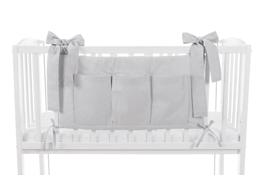 Betttasche Spielzeugtasche 60x30 grau Organizer Baumwolle - babyhafen.de 