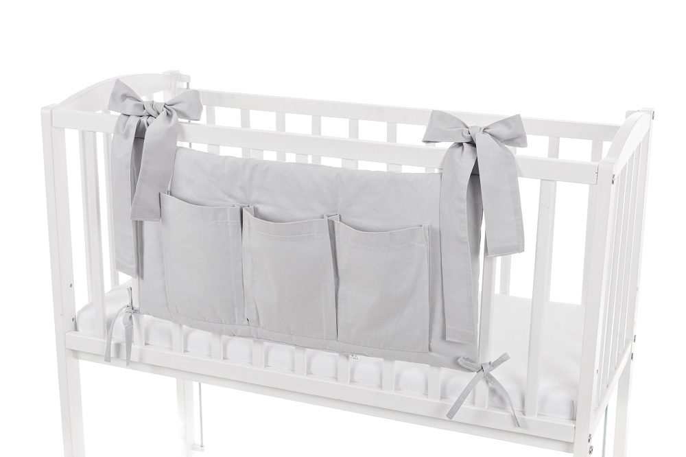 Betttasche Spielzeugtasche 60x30 grau Organizer Baumwolle - babyhafen.de 