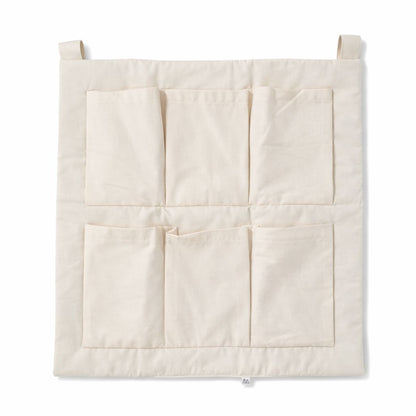 Betttasche Baby aus Baumwolle in Beige mit mehreren Aufbewahrungstaschen