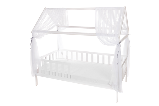 Deko Betthimmel Weiß Baldachin für Hausbett Kinderbett - babyhafen.de 