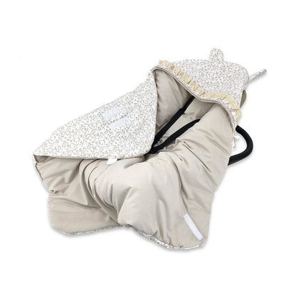 Wärmende Baby Einschlagdecke aus 100 % Baumwolle mit Kapuze für Babyschale und Kinderwagen