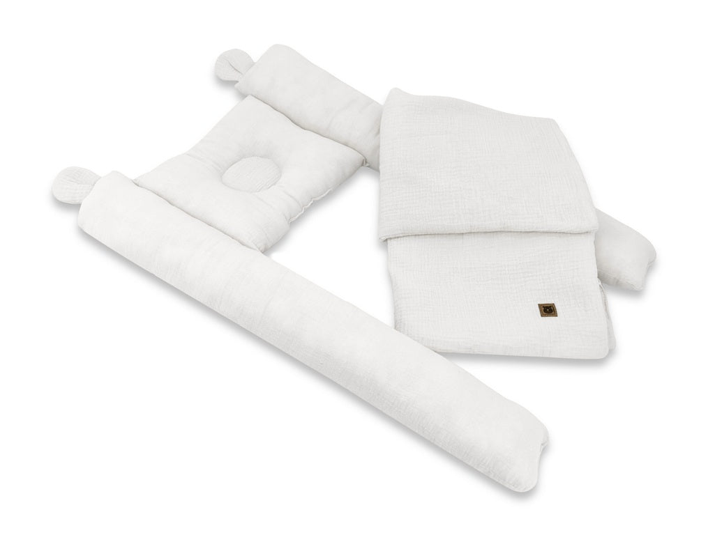 Orthopaedisches Kissen Set – Babynest, Decke & Musselin-Bettlaken