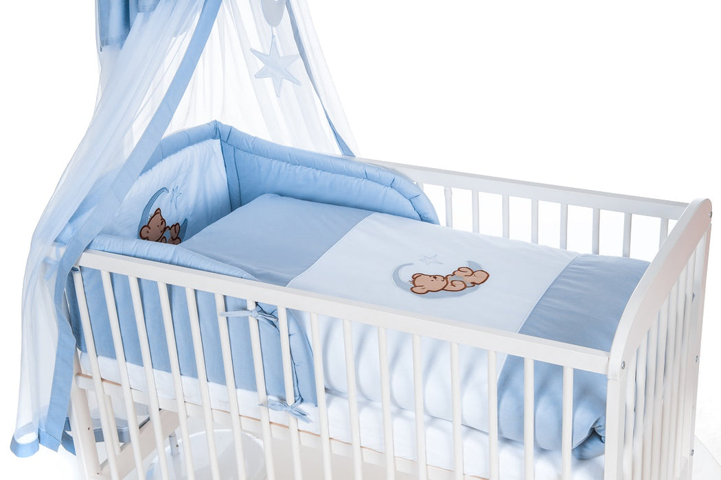 Komplettbett Babybett Teddy & Mond in Blau - babyhafen.de 