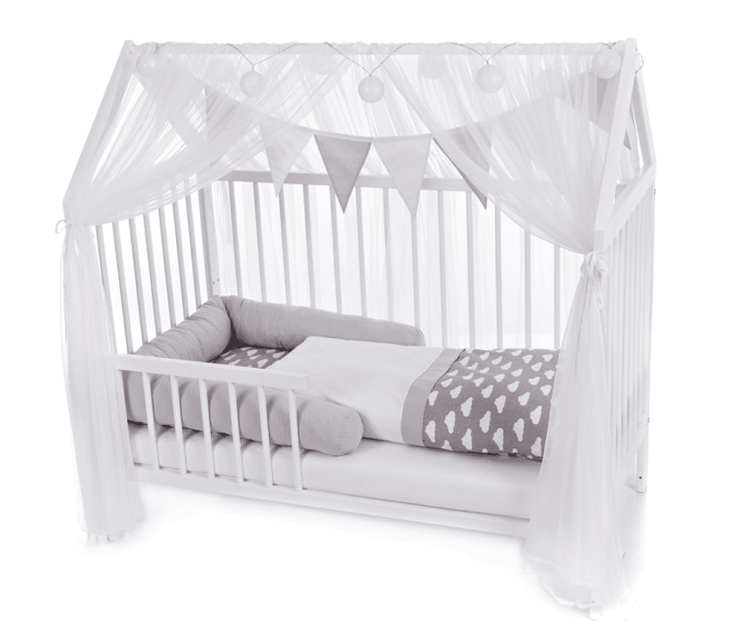 Hausbett 120×60 Umbaubar Rausfallschutz WOLKEN - babyhafen.de 