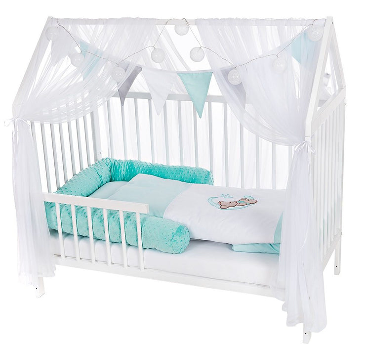 Hausbett 120x60 Rausfallschutz Ausstattung Teddy grün - babyhafen.de 