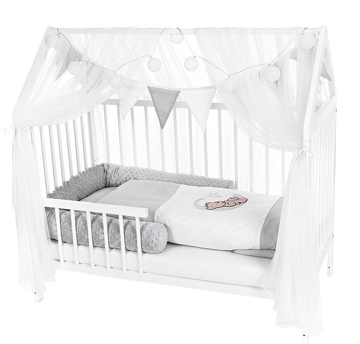 Hausbett 120x60 Rausfallschutz Umbaubar Inkl. Ausstattung Teddy - babyhafen.de 