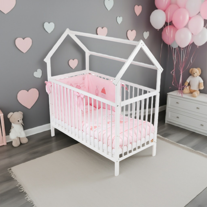 Hausbett Home Sweet Rosa 60x120 Bio Bettset - babyhafen.de 