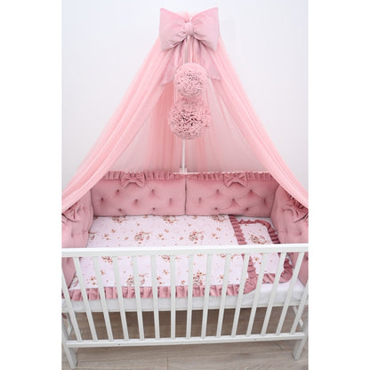 Hochwertiges Babybett 60x120 in Rosa mit Matratze und Nestchen