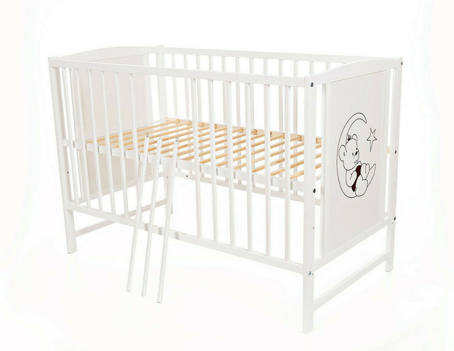 Komplettbett 120 × 60 cm Babybett Teddy auf dem Mond - babyhafen.de 