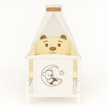 Babybett mit süßem Bärchen-Design in Beige– Babyhafen Mascotas Kollektion