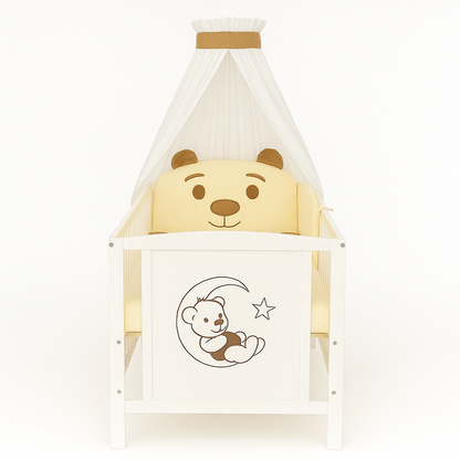 Babybett mit süßem Bärchen-Design in Beige– Babyhafen Mascotas Kollektion