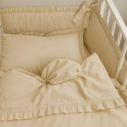 Kinderbett 60 × 120 Komplettset Royal Rüsche Beige - babyhafen.de 