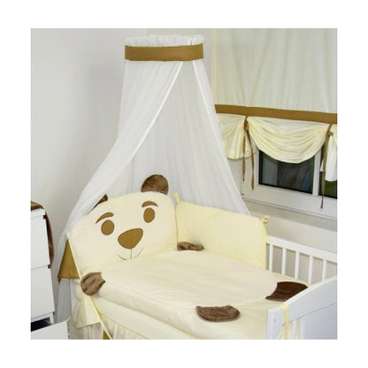 Babybett 60x120 Creme mit süßem Bärenmotiv und kompletter Ausstattung – Mascotas Kinderbett