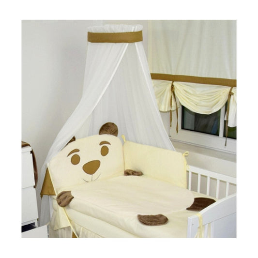 Babybett 60x120 Creme mit süßem Bärenmotiv und kompletter Ausstattung – Mascotas Kinderbett