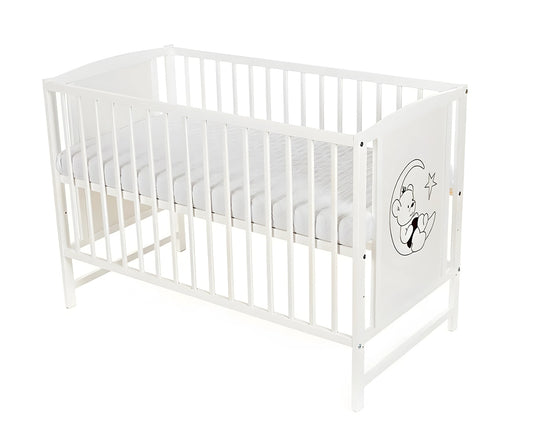 Babybett Teddybär weiß 60 × 120 mit Matratze - babyhafen.de 