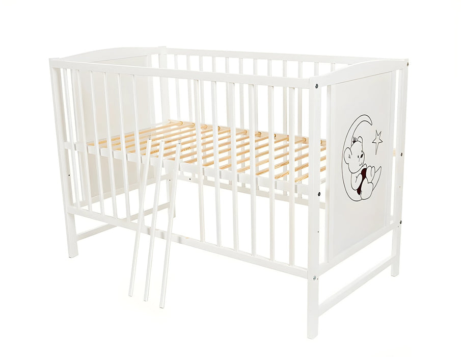Babybett Teddybär weiß 60 × 120 mit Matratze - babyhafen.de 