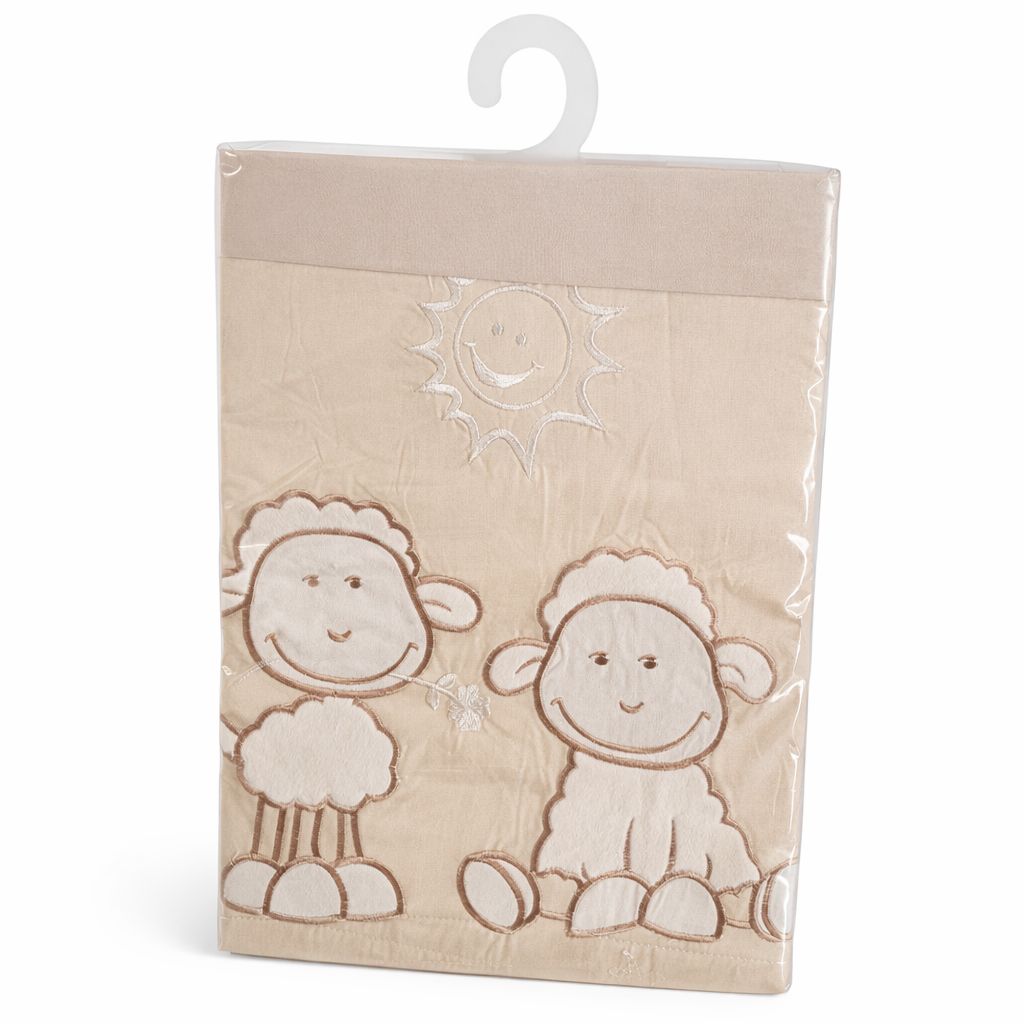 Kinderbettwäsche 120×90 in Beige mit Stickerei Schafe