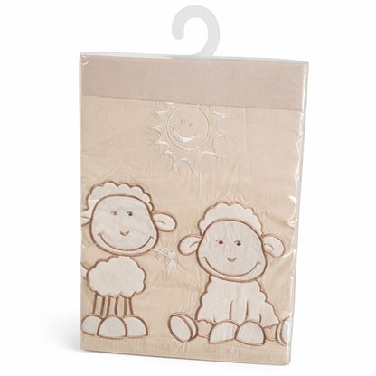 Kinderbettwäsche 120×90 in Beige mit Stickerei Schafe