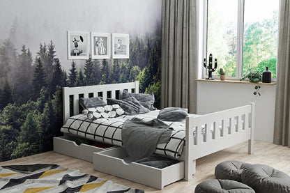 Kinderbett Tiger 200x90 aus massivem Holz farbe Weiß