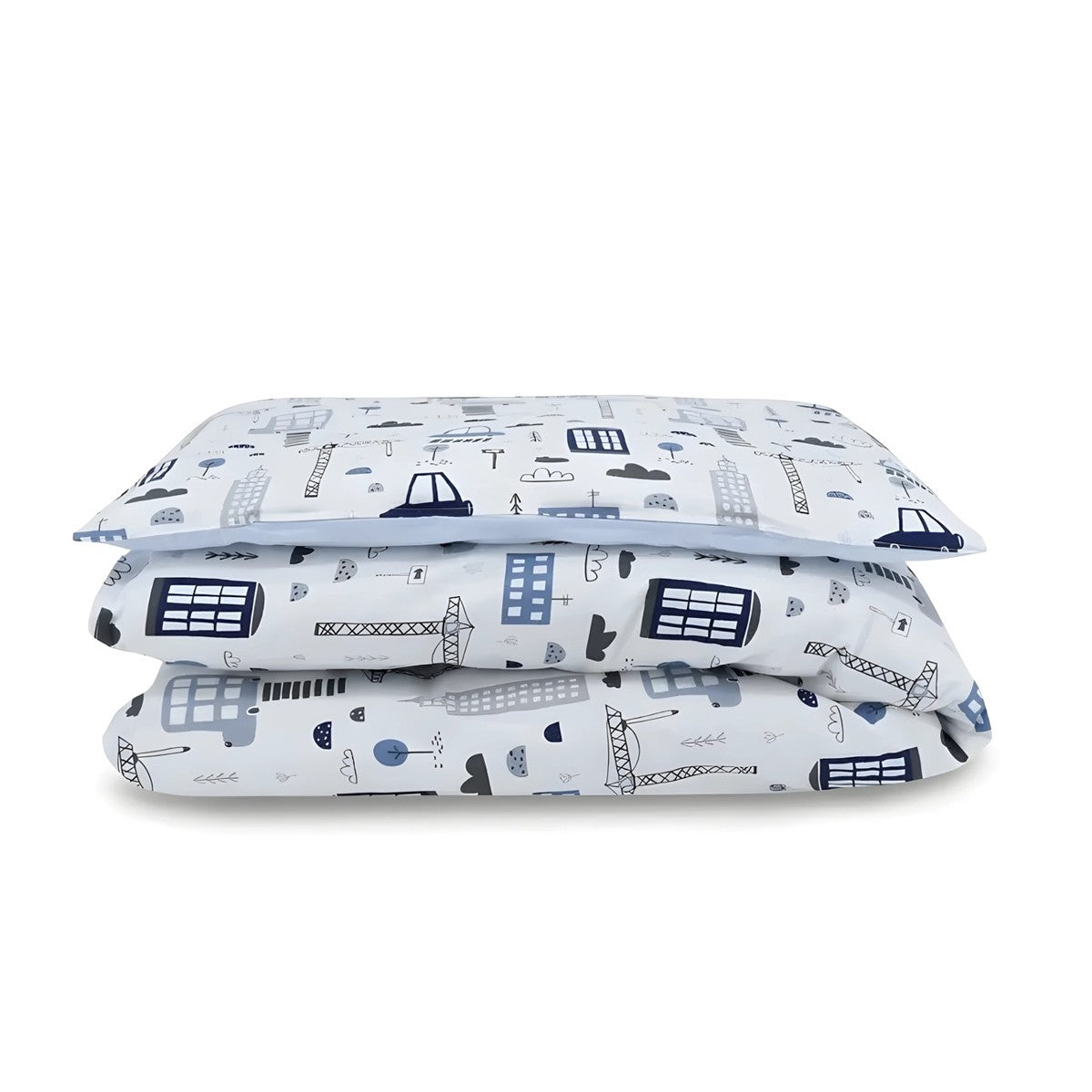 Baby Bettwäsche Set 4-tlg. Baustelle Motiv – Baumwolle mit Füllung - babyhafen.de 