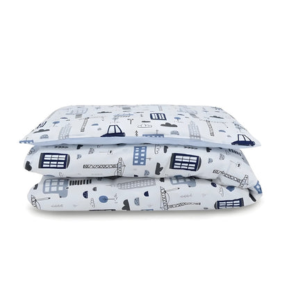 Baby Bettwäsche Set 4-tlg. Baustelle Motiv – Baumwolle mit Füllung - babyhafen.de 
