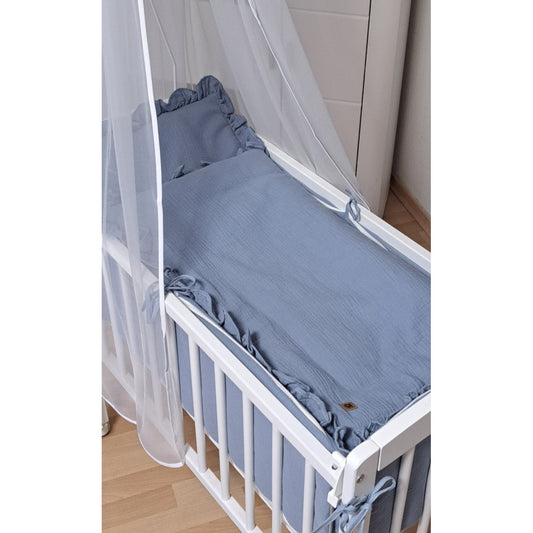 Babybettchen Musselin in Blau – weich, stilvoll und höhenverstellbar für Babys, babyhafen.de