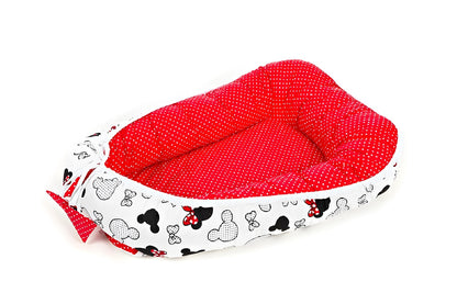 Babykokon Kuschelnest Baumwolle Minnie rote Schleifen Set - babyhafen.de 