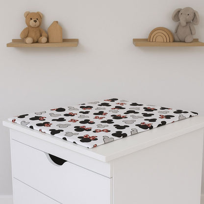 Komfort Wickelauflage Baby mit Minnie Maus Design Rot-Weiß aus Baumwolle