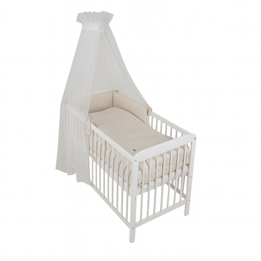 Komplett-Babybett 60x120 – Beige & Wende-Bettwäsche Interlock - babyhafen.de 