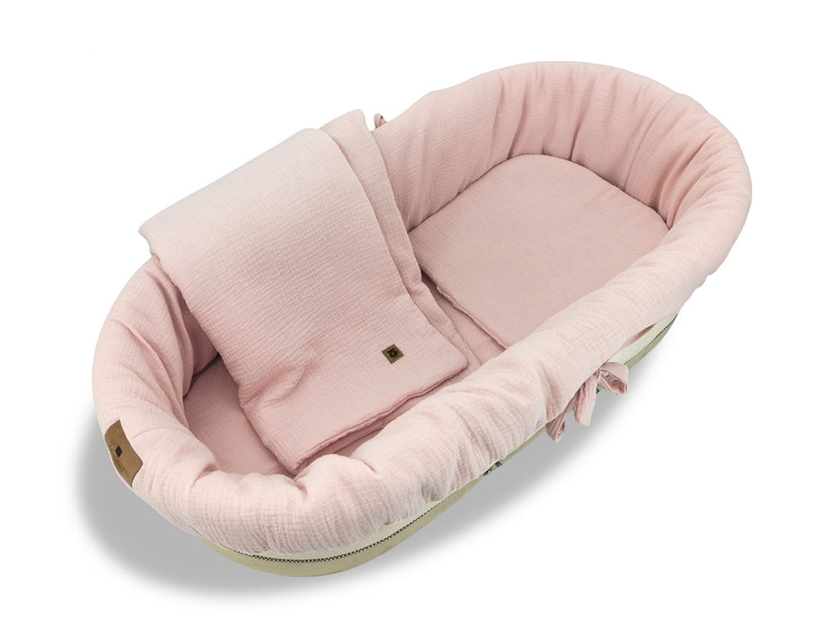 Baby-Kinderwagen Set Rosa – 5-teilig – Musselin Baumwolle 100%