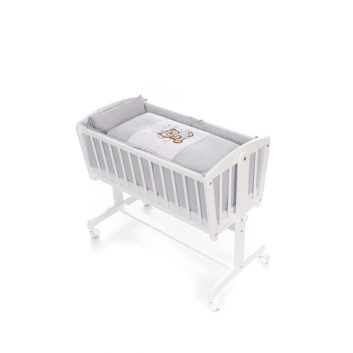 Komplettwiegeset Teddybär-Schmetterlinge Grau - babyhafen.de 