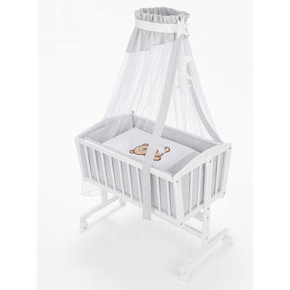 Babyhafen Komplettwiege Teddybär Schmetterlinge Grau mit Himmel und Matratze
