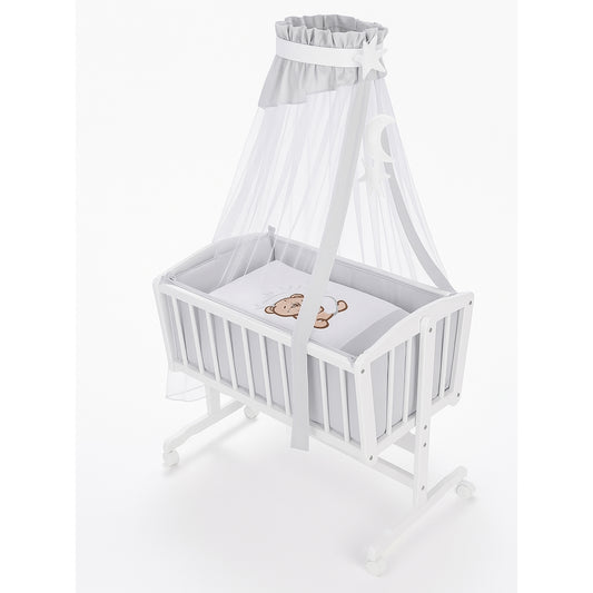 Babyhafen Komplettwiege Teddybär Schmetterlinge Grau mit Himmel und Matratze